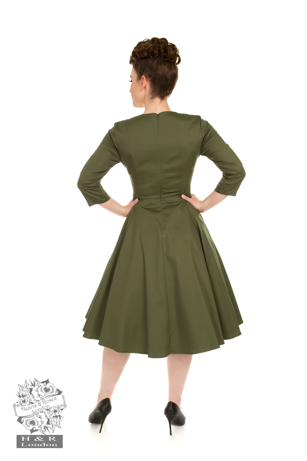 Angelina Khaki Green Swing Dress